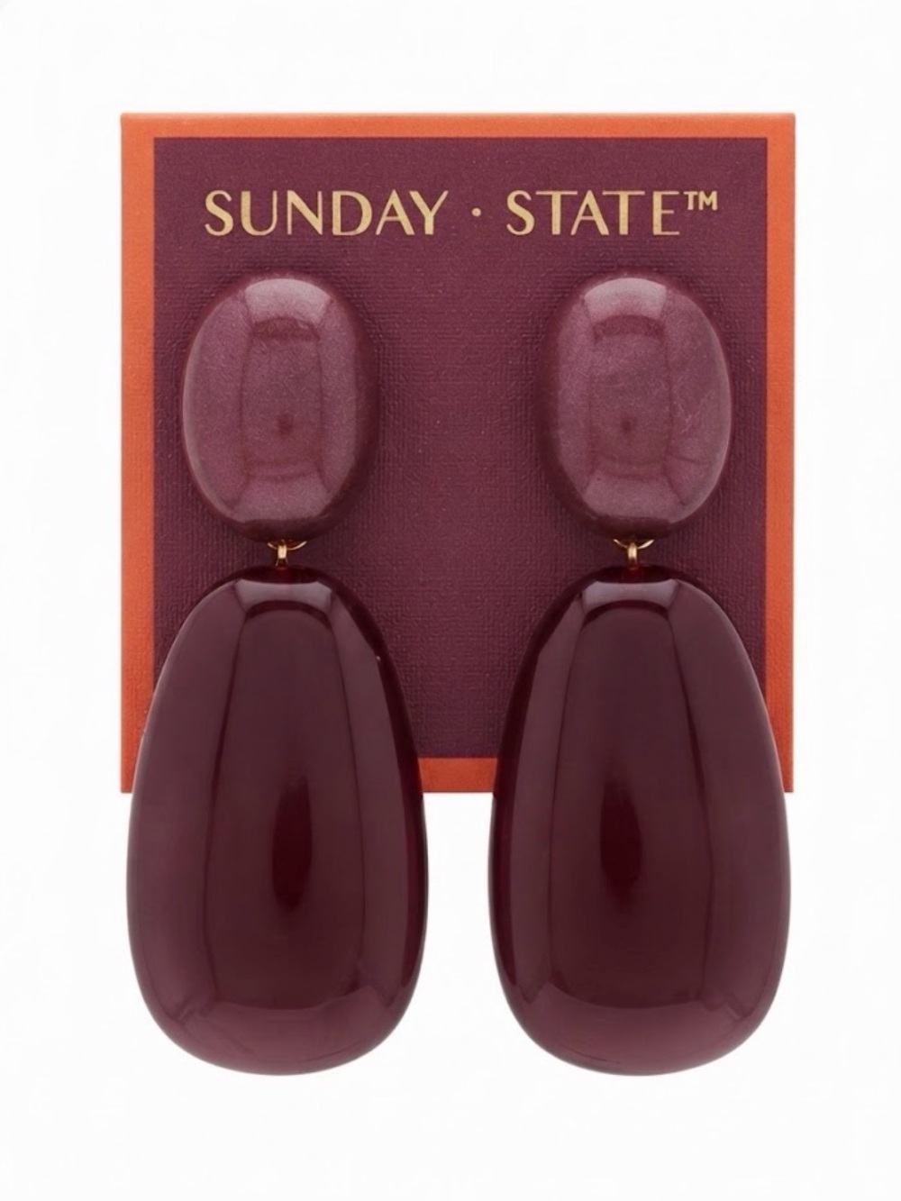 NWT ⚜️♥️⚜️ Gold Tone Burgundy Resin Drop Earrings